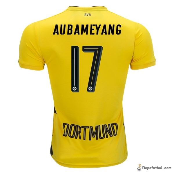 Camiseta Borussia Dortmund Replica Primera Ropa Aubameyang 2017/18 Amarillo